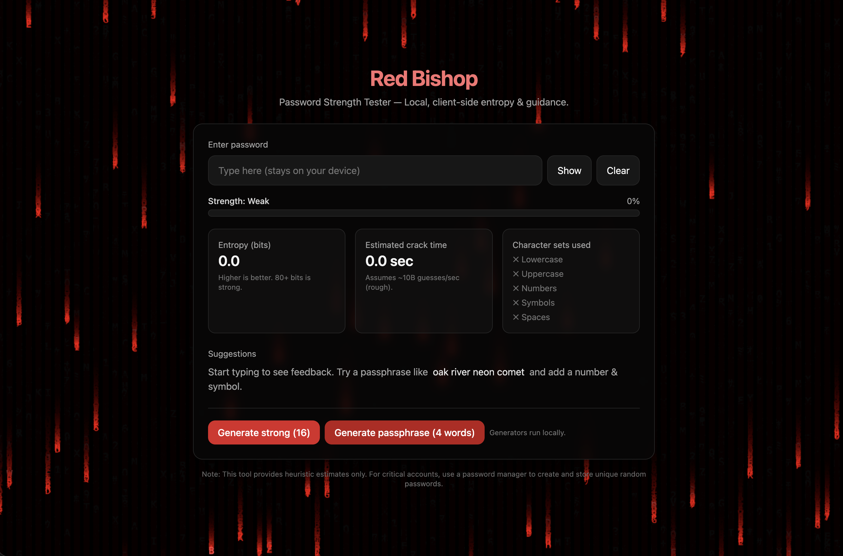 Red Bishop Password Strength Tester preview